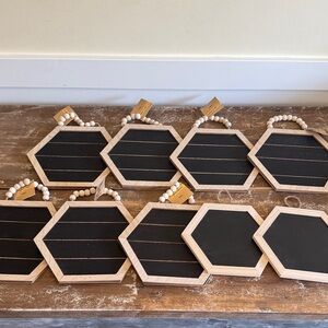 NWT Crafters Square 9 Hexagon Wooden Signs - Black & Natural